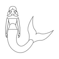 mermaid with two tails  hairstyle  vector illustration