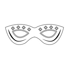 mask decorated carnival accessory icon image vector illustration design  black dotted line
