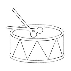 drum with sticks icon image vector illustration design  black dotted line