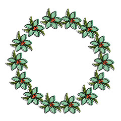 Fototapeta premium round frame with flowers vector illustration