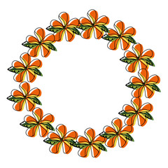 round frame  with flowers  vector illustration