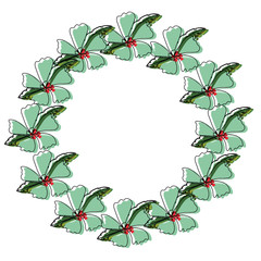 round frame  with flowers  vector illustration