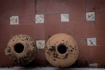 Tinajas de barro en patio andaluz