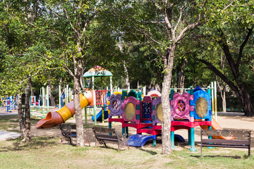 Colorful playground in city park