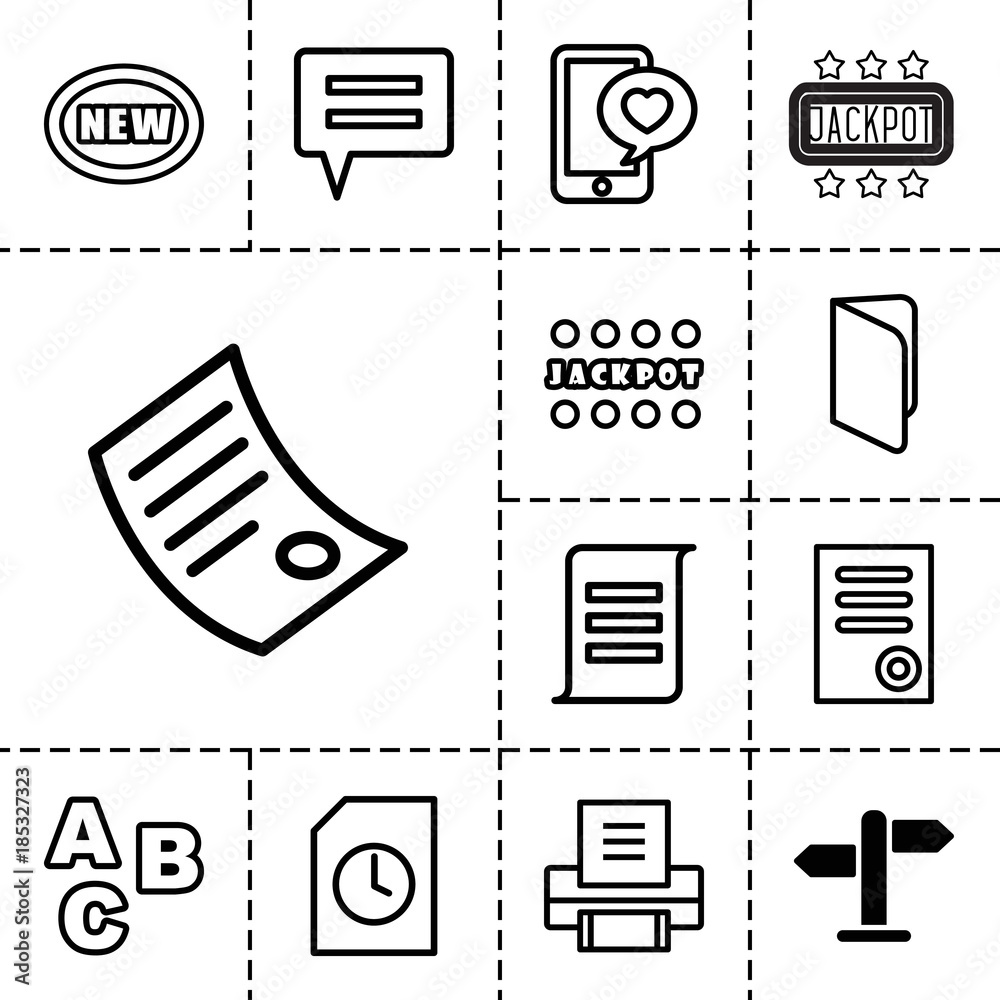 Poster Text icons. set of 13 editable outline text icons