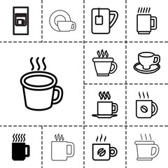 Caffeine icons. set of 13 editable outline caffeine icons