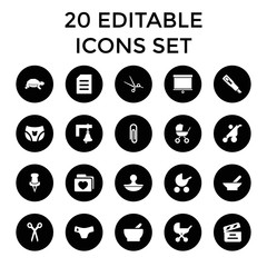 Clip icons. set of 20 editable filled clip icons