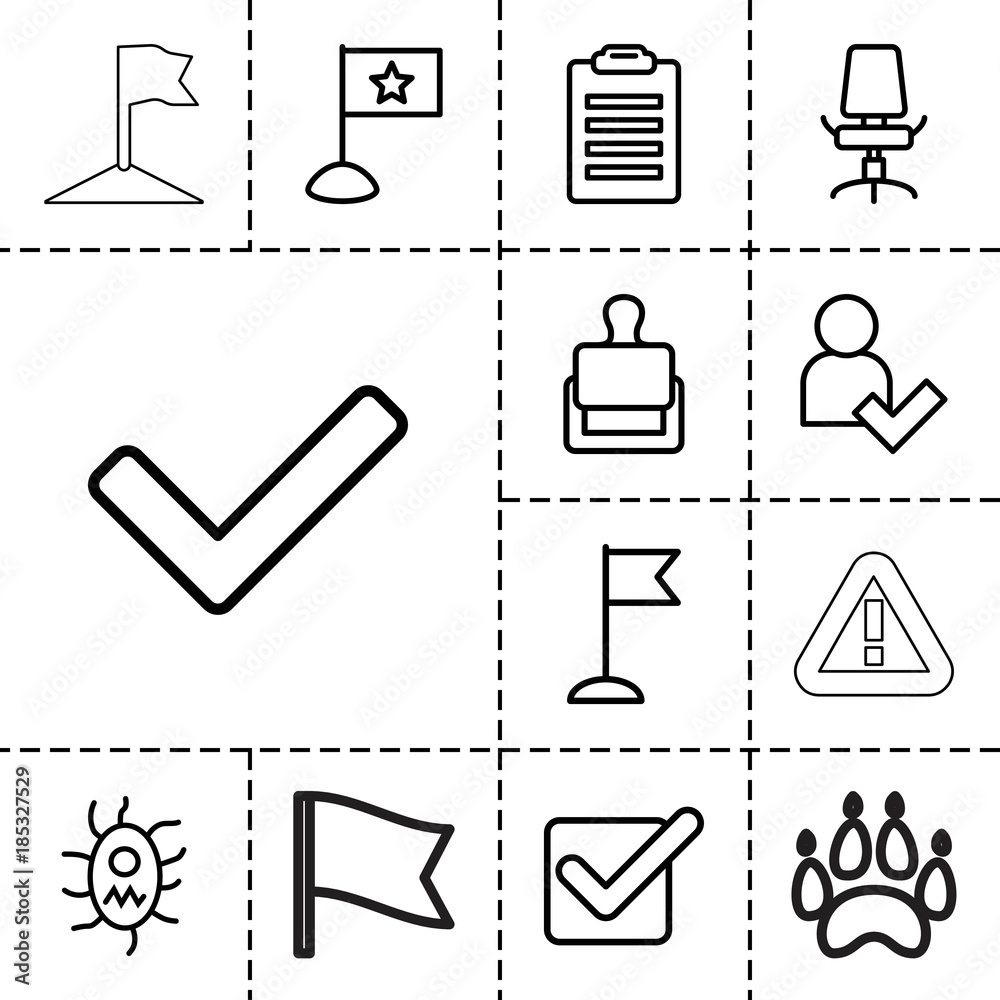 Poster mark icons. set of 13 editable outline mark icons