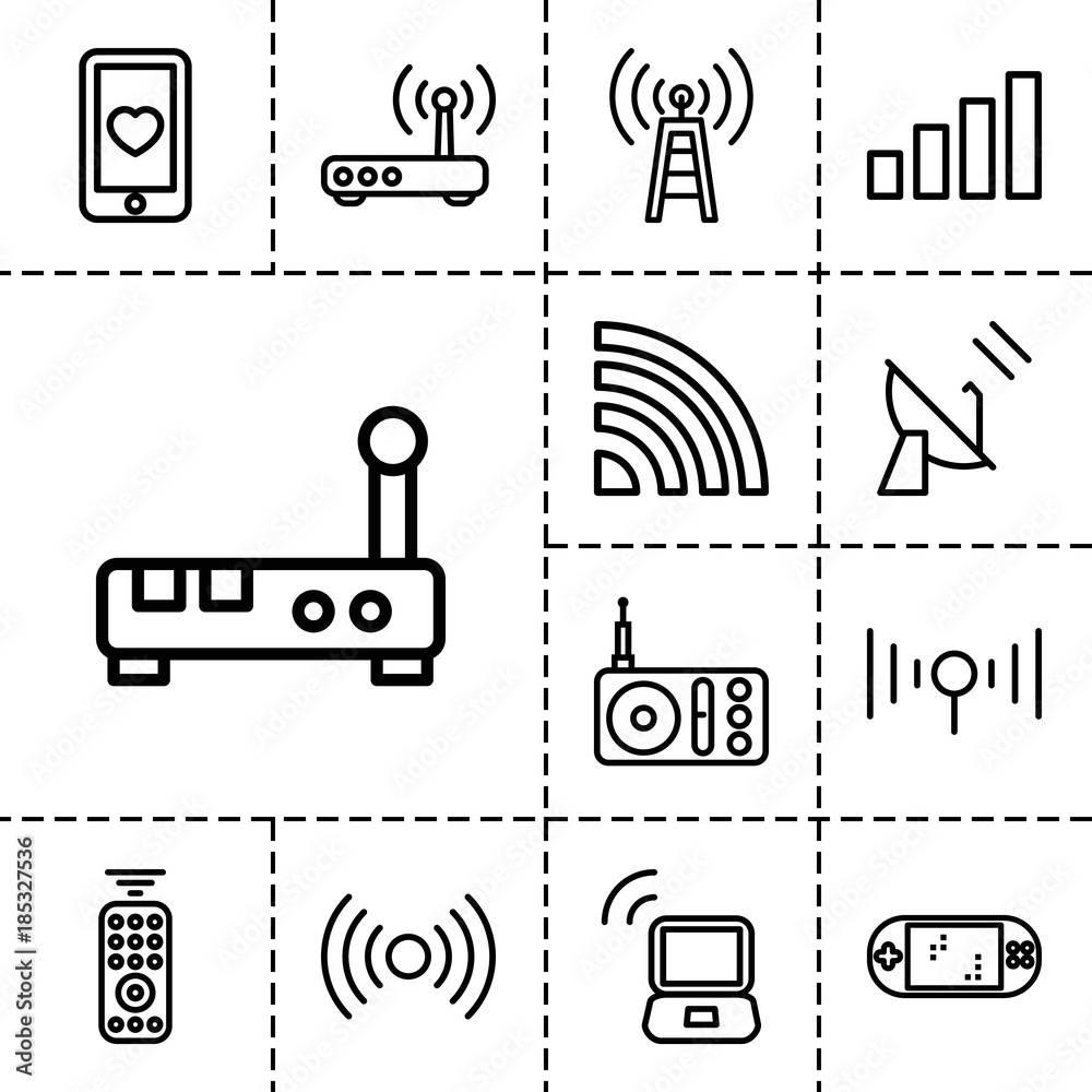 Poster wireless icons. set of 13 editable outline wireless icons