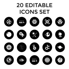 Sphere icons. set of 20 editable filled sphere icons