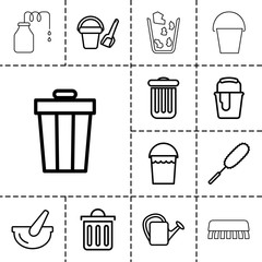 Bucket icons. set of 13 editable outline bucket icons