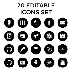 Studio icons. set of 20 editable filled studio icons
