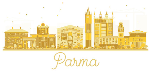 Parma Italy City skyline golden silhouette.