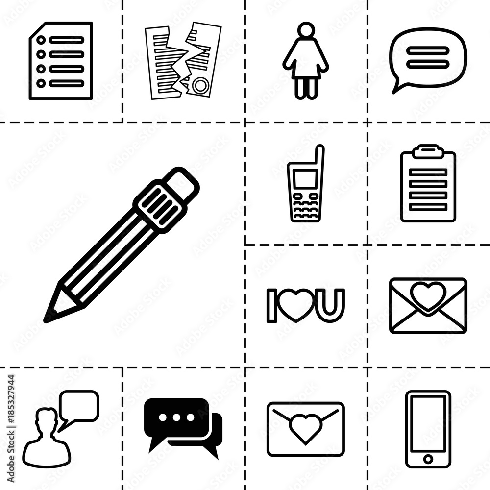 Poster Message icons. set of 13 editable outline message icons