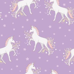 Unicorn and rainbow seamless pattern isolated on white background