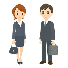 スーツの男女　就活