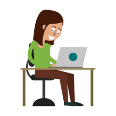 Woman in desk with laptop