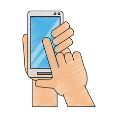 Hand with smartphone icon vector illustration graphic design