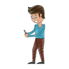 Man with smartphone cartoon icon vector illustration graphic design