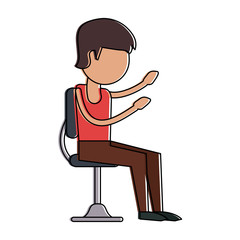 Man seated on chair cartoon icon vector illustration graphic design