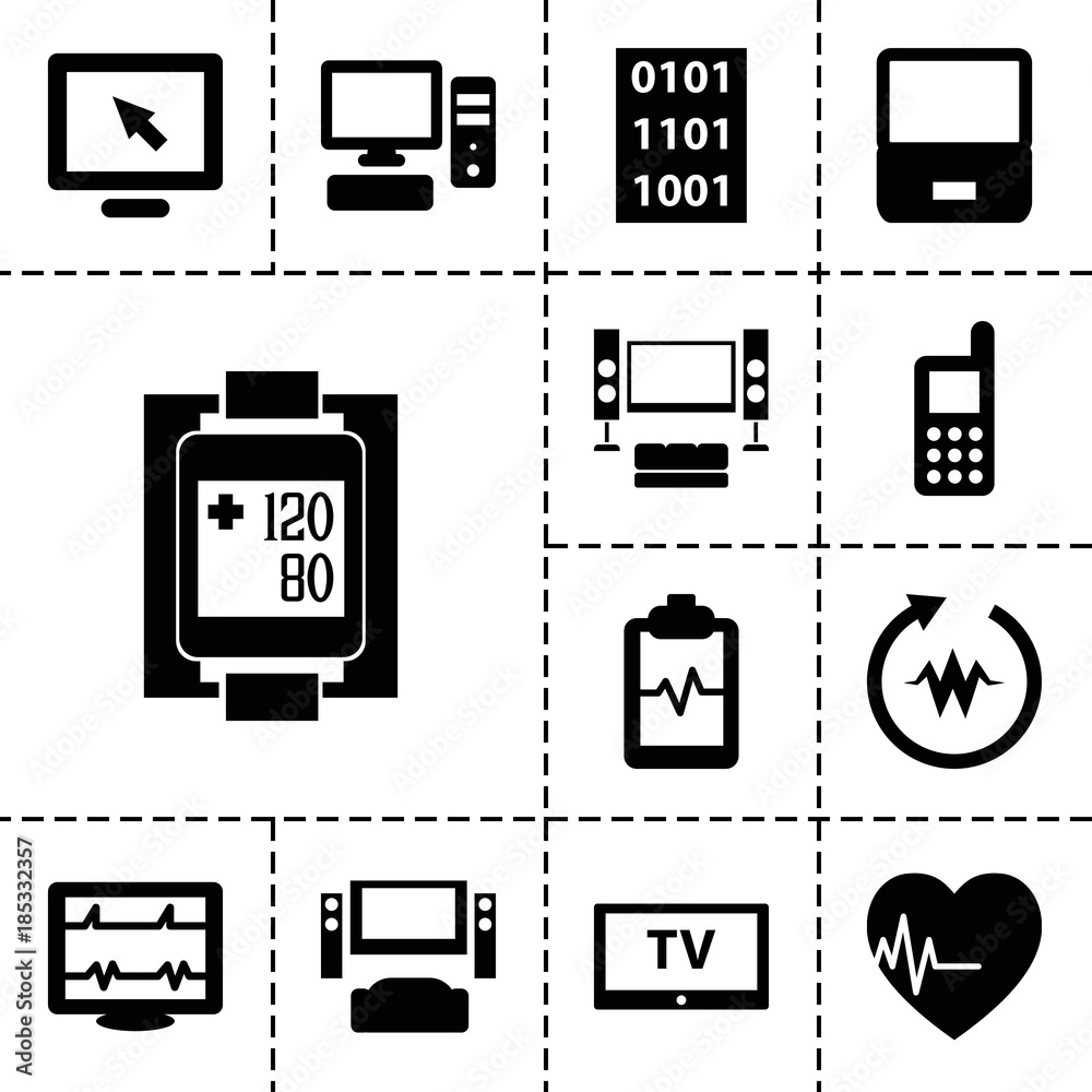 Poster monitor icons. set of 13 editable filled monitor icons