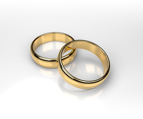Golden Wedding Rings Concept. 3D Rendering