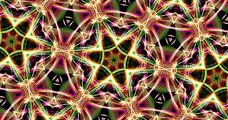 Kaleidoscopic Pattern On Dark Background In Vibrant Colors
