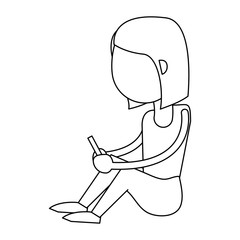 Woman with smartphone icon vector illustration graphic design