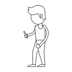 Man with smartphone cartoon icon vector illustration graphic design