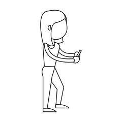 Woman with smartphone icon vector illustration graphic design