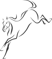 Sketch of a jumping horse.