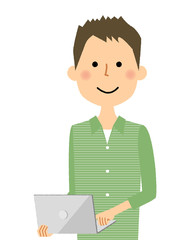 若い男性　パパ　ノートPC