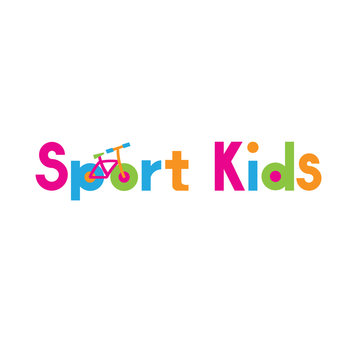 Design of logotype template for imagination brand «Sport Kids» on white background