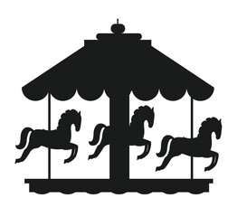 Rotating Horses Merry-Go-Round Carousel Black Icon © robu_s