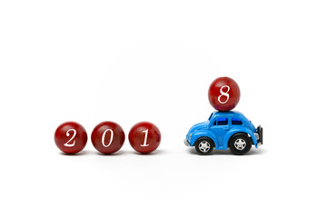 New Year 2018 is coming - Happy New Year 2018 - car that brings the new year