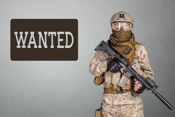 Modern soldier with rifle