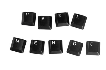 Black computer keyboard buttons isolated on white background