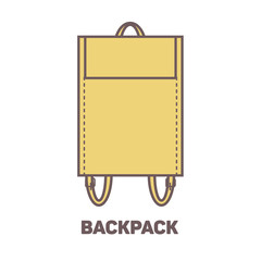 Line art color backpack icon, minimal linear style, vector