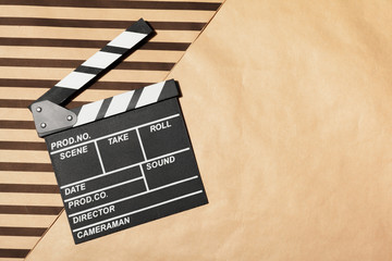 Film clapper board on a table