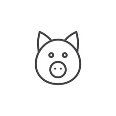 Pig head line icon, outline vector sign, linear style pictogram isolated on white. Symbol, logo illustration. Editable stroke