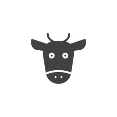 Cow head icon vector, filled flat sign, solid pictogram isolated on white. Symbol, logo illustration.