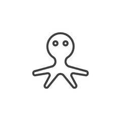 Octopus animal line icon, outline vector sign, linear style pictogram isolated on white. Symbol, logo illustration. Editable stroke