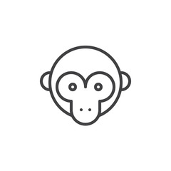 Monkey head line icon, outline vector sign, linear style pictogram isolated on white. Symbol, logo illustration. Editable stroke