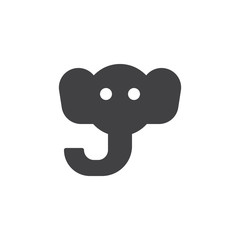 Elephant head icon vector, filled flat sign, solid pictogram isolated on white. Symbol, logo illustration.