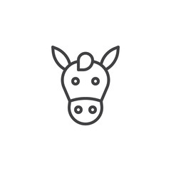 Fototapeta na wymiar Horse head line icon, outline vector sign, linear style pictogram isolated on white. Symbol, logo illustration. Editable stroke