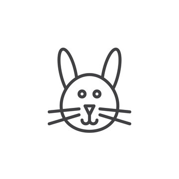 Bunny head line icon, outline vector sign, linear style pictogram isolated on white. Symbol, logo illustration. Editable stroke