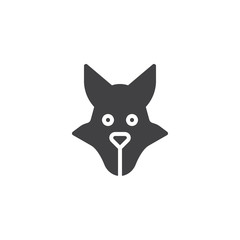 Wolf head icon vector, filled flat sign, solid pictogram isolated on white. Predator animal symbol, logo illustration.