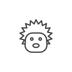Hedgehog head line icon, outline vector sign, linear style pictogram isolated on white. Urchin face symbol, logo illustration. Editable stroke