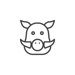 Boar head line icon, outline vector sign, linear style pictogram isolated on white. Symbol, logo illustration. Editable stroke
