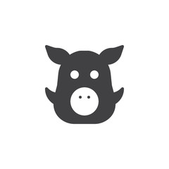 Boar head icon vector, filled flat sign, solid pictogram isolated on white. Symbol, logo illustration.